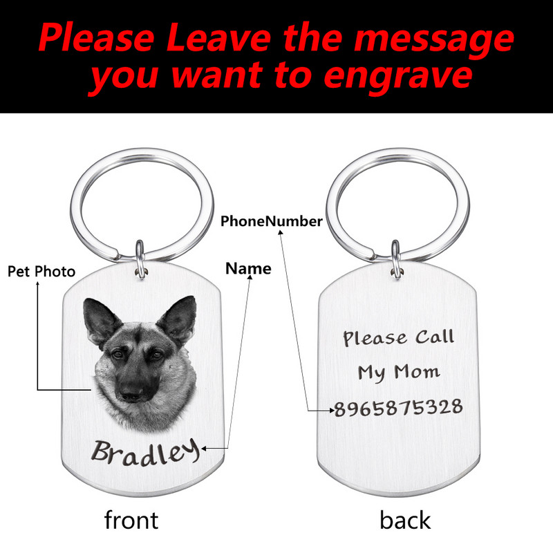 Etichetă personalizată pentru câini pentru pisici Etichete de identificare personalizate pentru animale de companie cu fotografie Etichetă pentru guler pentru câini Cadou pentru cățeluș Accesorii pentru câini pentru pisici Decorare guler