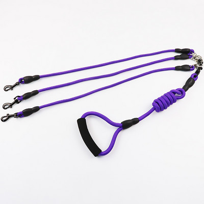 Lesă pentru câini de companie Lesă dublă dublă pentru câini Frânghie de nailon colorată pentru câini Plimbare 2/3 câini Plumb detașabil Mâner din spumă anti-încurcare 1,9 m