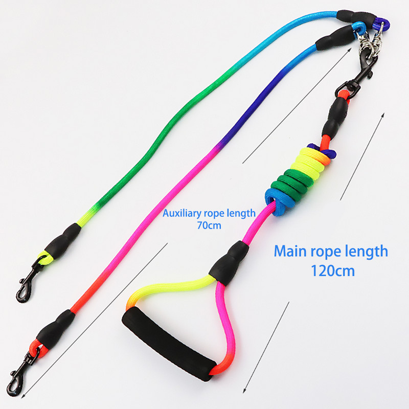 Lesă pentru câini de companie Lesă dublă dublă pentru câini Frânghie de nailon colorată pentru câini Plimbare 2/3 câini Plumb detașabil Mâner din spumă anti-încurcare 1,9 m
