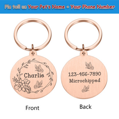 Bezmaksas iegravēta mājdzīvnieku suņa identifikācijas birka Personalizēta kaķa kucēna ID birka Mājas suņa kaklasiksnas piederumi pielāgoti suņiem pret pazaudēšanu vārda birkas Kulons