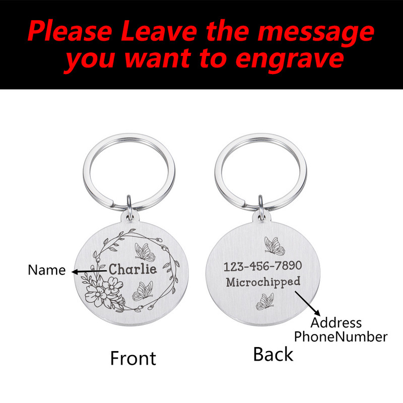 Bezmaksas iegravēta mājdzīvnieku suņa identifikācijas birka Personalizēta kaķa kucēna ID birka Mājas suņa kaklasiksnas piederumi pielāgoti suņiem pret pazaudēšanu vārda birkas Kulons