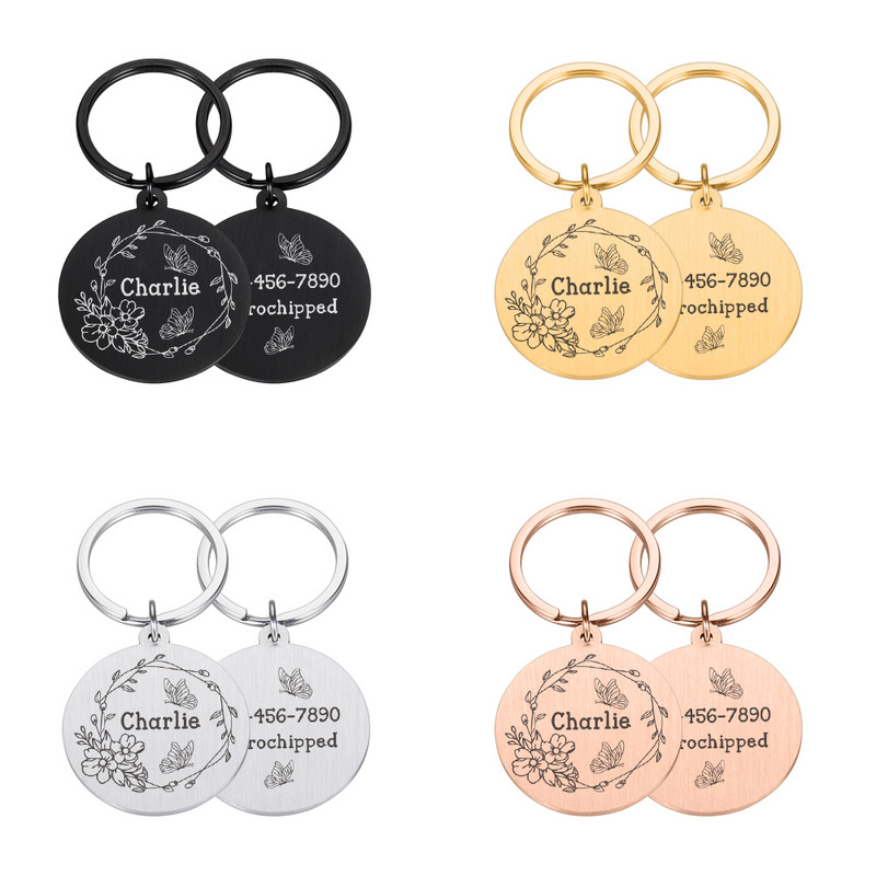 Bezmaksas iegravēta mājdzīvnieku suņa identifikācijas birka Personalizēta kaķa kucēna ID birka Mājas suņa kaklasiksnas piederumi pielāgoti suņiem pret pazaudēšanu vārda birkas Kulons