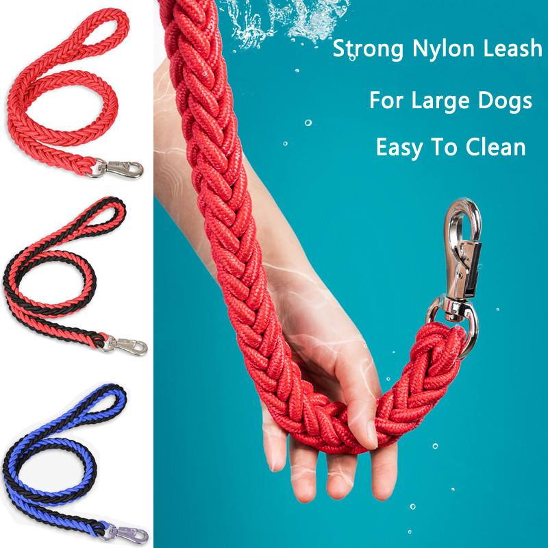 Frânghie de tracțiune pentru lesă pentru câini mari, cu cataramă rezistentă, tricotate manual, lese puternice, durabile, împletite din nailon, pentru câini de dimensiuni medii mari.