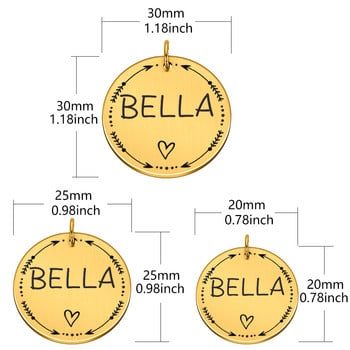 Ετικέτα κατοικίδιου σκύλου κουτάβι γάτα γατάκι σκυλιά Στρογγυλό κολάρο Αξεσουάρ Όνομα σκύλου Ετικέτα μηνύματος Προσαρμοσμένη ετικέτα ID από ανοξείδωτο χάλυβα Προσωποποιημένη