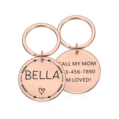Etichetă pentru animale de companie Cățel, pisică, pisicuță, câini, accesorii pentru guler rotund, etichetă cu mesaj pentru numele câinelui, etichetă personalizată din oțel inoxidabil