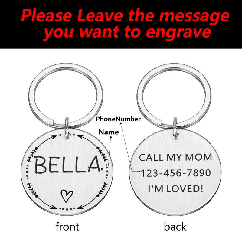 Etichetă pentru animale de companie Cățel, pisică, pisicuță, câini, accesorii pentru guler rotund, etichetă cu mesaj pentru numele câinelui, etichetă personalizată din oțel inoxidabil