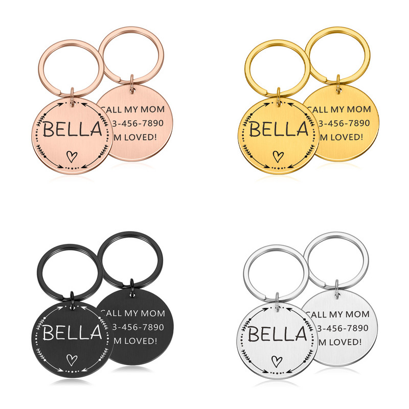 Etichetă pentru animale de companie Cățel, pisică, pisicuță, câini, accesorii pentru guler rotund, etichetă cu mesaj pentru numele câinelui, etichetă personalizată din oțel inoxidabil