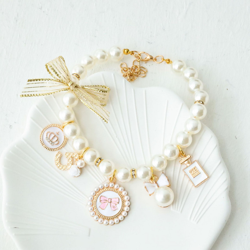 Mašna za kućne ljubimce Biserna ogrlica Mačka Nakit Privjesak Princeza Ogrlica Pas Slatki ukrasi Štene Ogrlica sa kamenčićima Chihuahua Accesorios