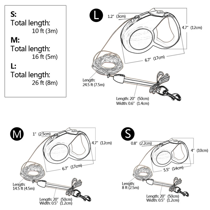 Lesă retractabilă pentru câini, extensibilă automată din nailon, pentru cățeluși, pentru animale de companie, lesă pentru câini cu plumb, pentru plimbare, pentru alergare, frânghie de tracțiune, 3m, 5m, 8m