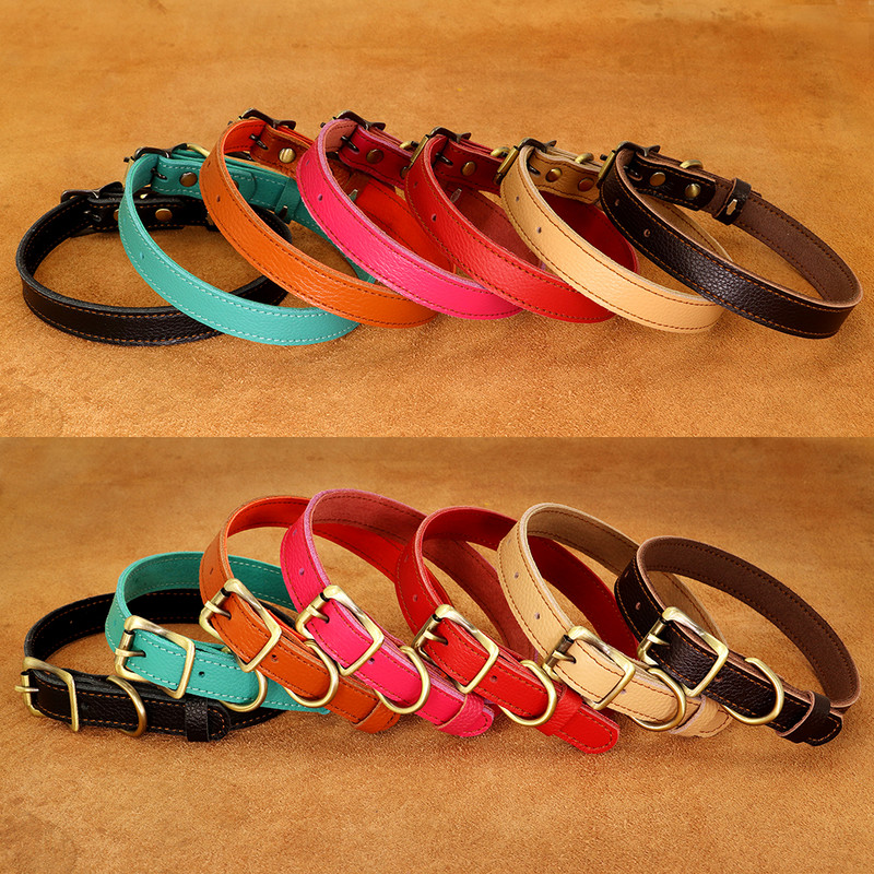 Guler de câine din piele naturală Guler moale pentru cățel și pisică Colier ajustabil Chihuahua Cataramă din aliaj Lanț pentru câini pentru câini de talie mică Articole pentru animale de companie