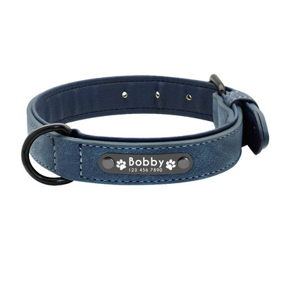 Guler personalizat pentru câini Guler personalizat din piele pentru câini Guler interior căptușit pentru identificarea animalelor de companie pentru câini mici, mijlocii mari, Pitbull Bulldog