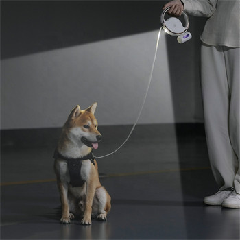 Каишка за кучета 3 м, автоматична, прибираща се със светкавица и боклук, найлоново въже, противоплъзгаща се дръжка, регулируема кръгла каишка за домашни любимци