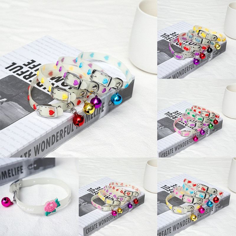 Γρήγορη αποστολή Λαμπερά περιλαίμια για κατοικίδια με καμπάνες που λάμπουν τη νύχτα Κολιέ για σκύλους γάτες Ελαφρύ φωτεινό λαιμόκοψη αξεσουάρ Dropshipping