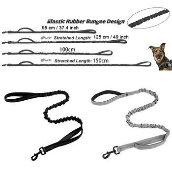 Λουρί Tactical Dog Leash Bungee Dog Training Leash Στρατιωτικό λουρί σκύλου με 2 λαβές χειρισμού με επένδυση για μεσαίου μεγέθους σκύλους Προμήθειες για κατοικίδια