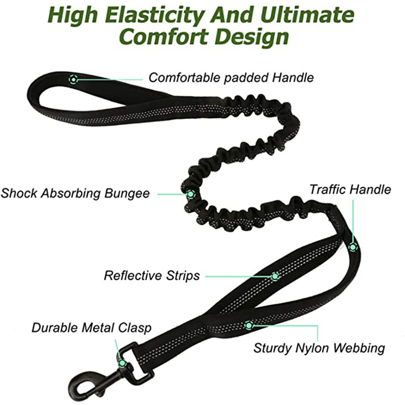 Taktiskā suņu pavada Bungee suņu apmācībai siksna Militārā suņa pavada ar 2 polsterētiem vadības rokturiem vidēji lieliem suņiem Mājdzīvnieku piederumi