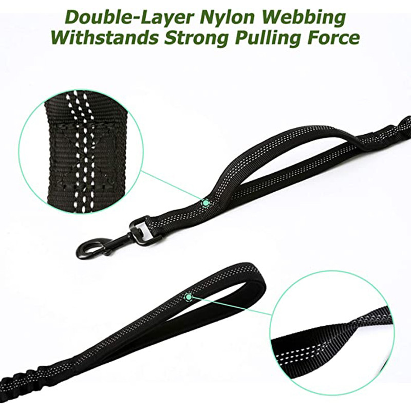 Taktiskā suņu pavada Bungee suņu apmācībai siksna Militārā suņa pavada ar 2 polsterētiem vadības rokturiem vidēji lieliem suņiem Mājdzīvnieku piederumi