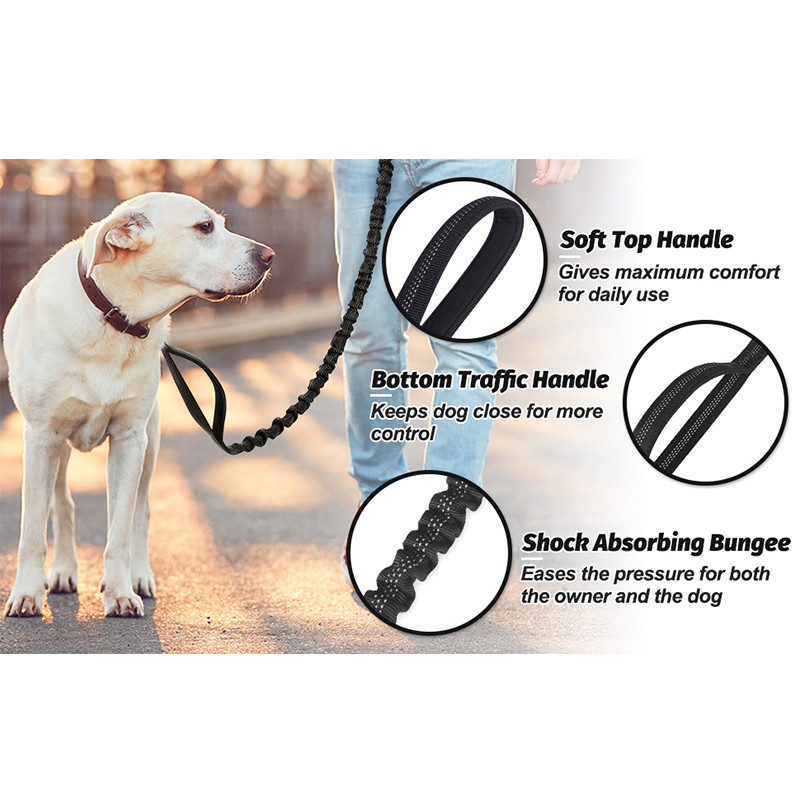 Taktiskā suņu pavada Bungee suņu apmācībai siksna Militārā suņa pavada ar 2 polsterētiem vadības rokturiem vidēji lieliem suņiem Mājdzīvnieku piederumi