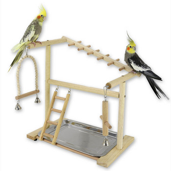 Ξύλινη βάση για πέρκα παπαγάλου πλατφόρμα παιδικής χαράς Γυμναστήριο Playstand Ladder Διαδραστικά παιχνίδια για πτηνά προμήθειες εκπαίδευσης