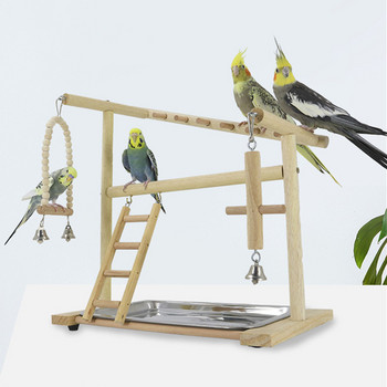 Дървена стойка за кацалки за птици Платформа за папагали Стойка за детска площадка Фитнес зала Стойка за игри Стълба Интерактивни играчки за птици Консумативи за обучение