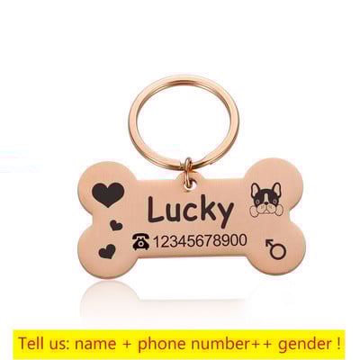 Graveeritud lemmiklooma ID-sildid Kohandatud metallist luust kaelarihm kassi vaikse märgi jaoks Isikupärastatud kaelarihm nimesildiga Koerte kadumisevastased tarvikud
