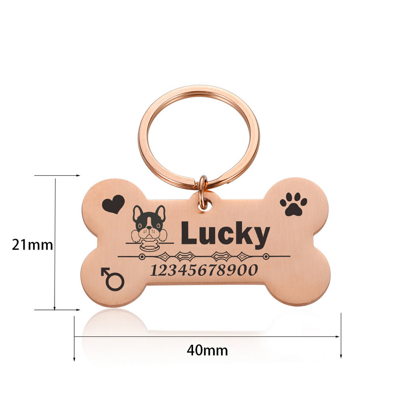 Graveeritud lemmiklooma ID-sildid Kohandatud metallist luust kaelarihm kassi vaikse märgi jaoks Isikupärastatud kaelarihm nimesildiga Koerte kadumisevastased tarvikud