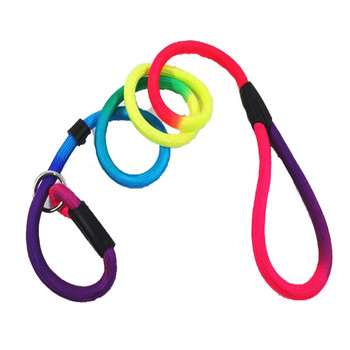 Rainbow Pet Dog Nylon Rope Training Leash Slip Lead Strap Ρυθμιζόμενο κολάρο πρόσφυσης