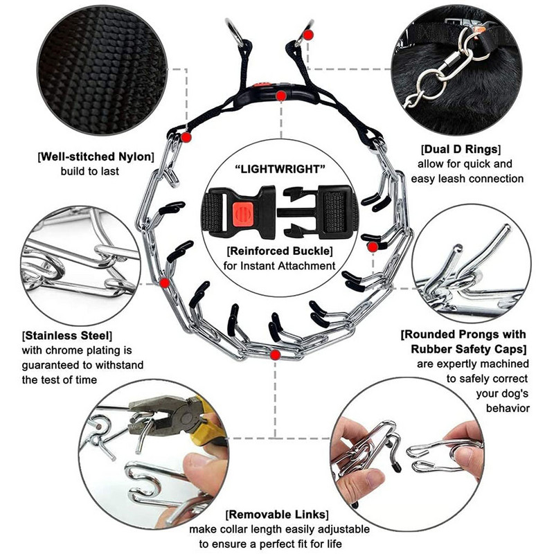 No Pull neilona pārklājuma suņu dakšu kaklasiksna Suņu apmācības kakla siksna ar ērtu uzgali un ātri noņemamu sprādzi visu izmēru suņiem mājdzīvniekiem