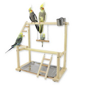 Papagaiļu rotaļu statīvi ar kausu putnu rotaļlietu paplāti putnu šūpoles, kāpšana piekarināmām kāpnēm, tilta koka kaktiņu rotaļu laukums papagaiļu putnu laktas