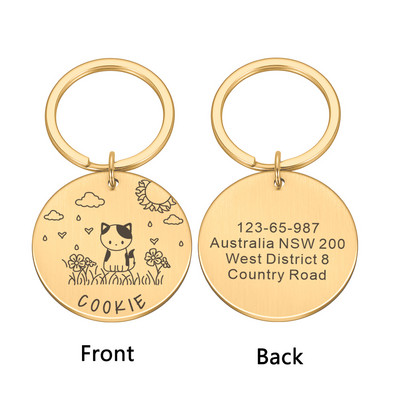 Prilagodljiva mačja ogrlica ID oznake Pseća medalja s ugraviranim imenom Personalizirana pločica za psa Dodaci za mačke za dom Potrepštine za kućne ljubimce