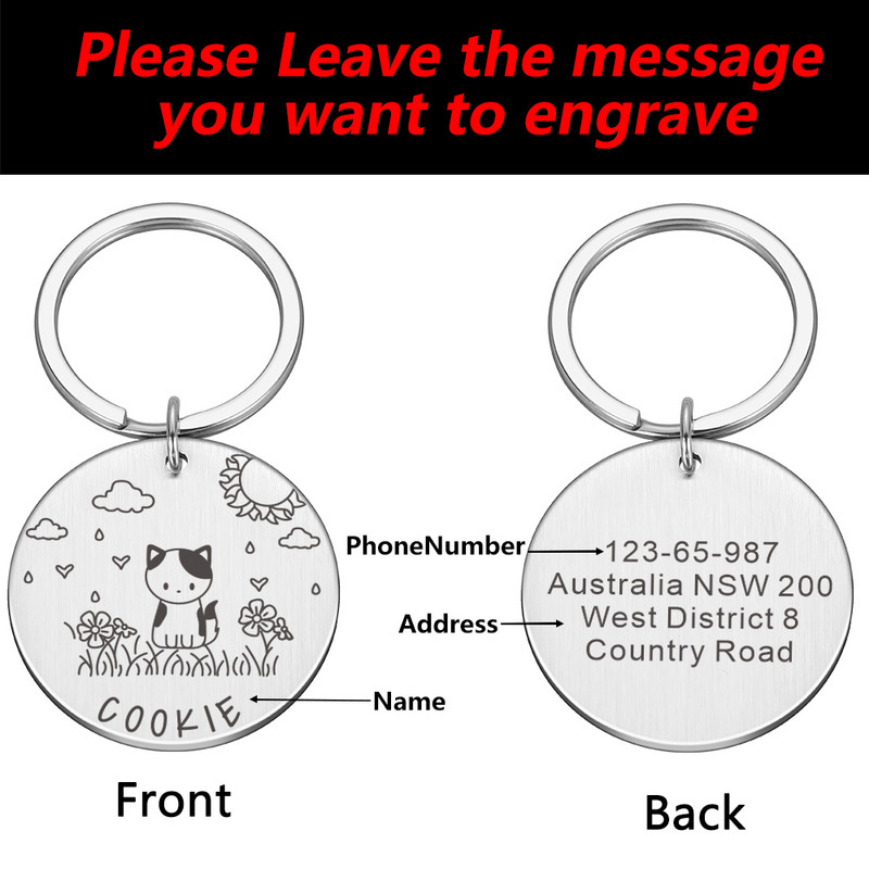 Prilagodljiva mačja ogrlica ID oznake Pseća medalja s ugraviranim imenom Personalizirana pločica za psa Dodaci za mačke za dom Potrepštine za kućne ljubimce