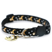 Colier cu stea pentru ștanțare la cald pentru animale de companie, pisică, câine, închizătoare de siguranță, guler reflectorizant, colier negru pentru cățeluș cu pandantiv de lună, accesorii pentru câini
