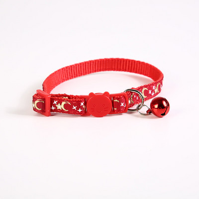 Colier cu stea pentru ștanțare la cald pentru animale de companie, pisică, câine, închizătoare de siguranță, guler reflectorizant, colier negru pentru cățeluș cu pandantiv de lună, accesorii pentru câini