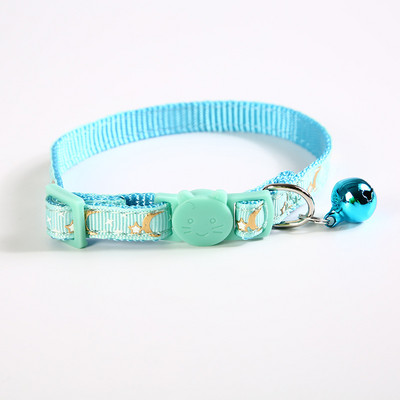 Colier cu stea pentru ștanțare la cald pentru animale de companie, pisică, câine, închizătoare de siguranță, guler reflectorizant, colier negru pentru cățeluș cu pandantiv de lună, accesorii pentru câini