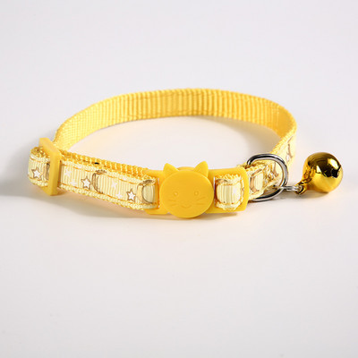 Colier cu stea pentru ștanțare la cald pentru animale de companie, pisică, câine, închizătoare de siguranță, guler reflectorizant, colier negru pentru cățeluș cu pandantiv de lună, accesorii pentru câini