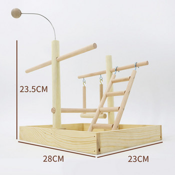 Ξύλινη βάση για πέρκα για πτηνά με φλιτζάνια τροφοδοσίας Parrot Platform Παιδική χαρά Γυμναστήριο Γυμναστήριο Playstand Ladder Διαδραστικά παιχνίδια για πτηνά
