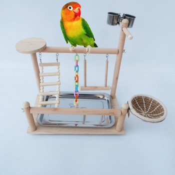 Parrot Platform Toy Bird Παιδική χαρά Wood Perch Ladder Γυμναστήριο Βάση πουλιών Δίσκος τροφοδοσίας Κύπελλο Επιτραπέζιο Swing Bird Nest Παιχνίδια άσκησης για κατοικίδια