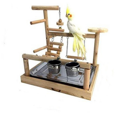 Wooden Parrot Swing Bell Toy Bird Perch Stand Bar Ladder Hammock Feeder Playground Pet Cage Decor Birds Toy Platform For Parrots