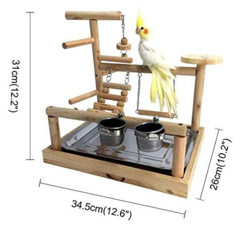 Leagăn din lemn pentru papagal, jucărie, suport de biban pentru păsări, scară, hrănitoare pentru hamac, loc de joacă pentru animale de companie, cușcă, decor, păsări, platformă de jucărie pentru papagali