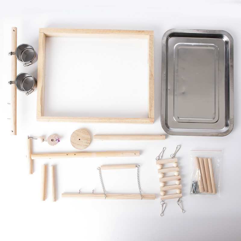 Leagăn din lemn pentru papagal, jucărie, suport de biban pentru păsări, scară, hrănitoare pentru hamac, loc de joacă pentru animale de companie, cușcă, decor, păsări, platformă de jucărie pentru papagali