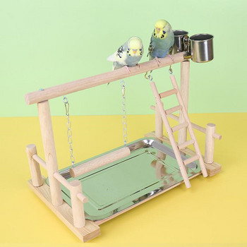 Παιδική χαρά Wood Parrot Lovebirds Playgym with Feeder Bird Playstand Bite Toy Bird Perches With Ladders Cockatiel Activity Center