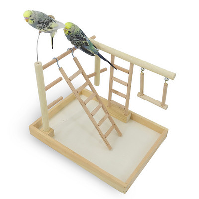 Koka papagaiļu rotaļu laukums putnu rotaļu stends laktas Cockatiel rotaļu trenažieru zāle ar šūpošanās kāpnēm Barotājs kodums rotaļlietas Lovebirds aktivitāšu centrs