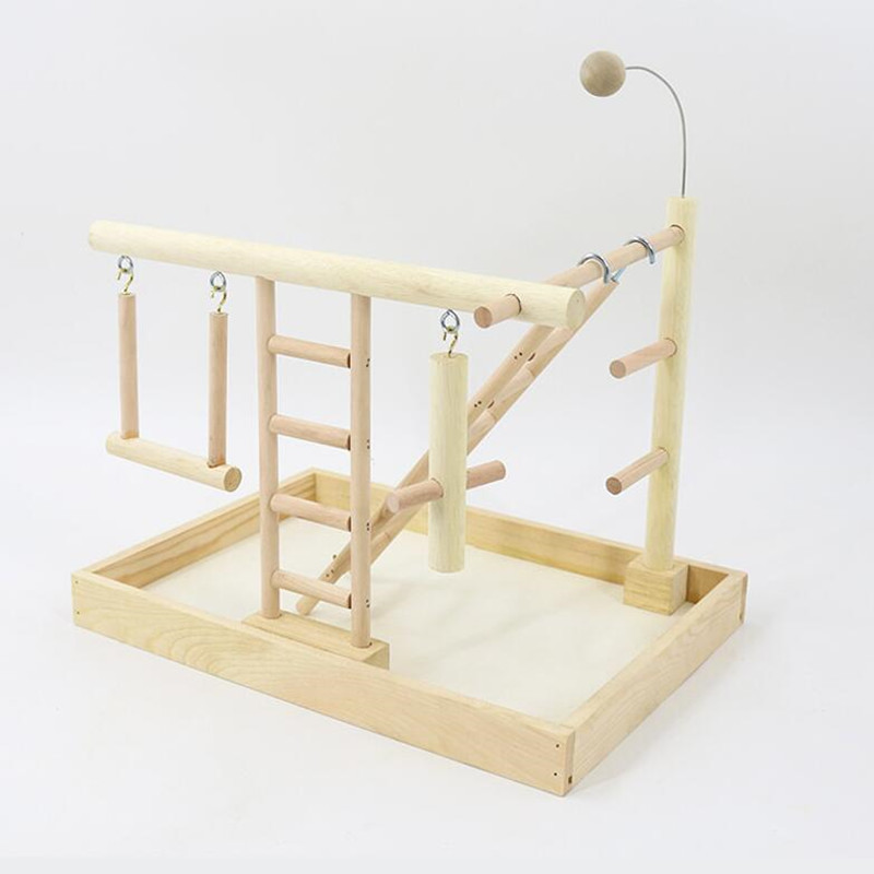 Koka papagaiļu rotaļu laukums putnu rotaļu stends laktas Cockatiel rotaļu trenažieru zāle ar šūpošanās kāpnēm Barotājs kodums rotaļlietas Lovebirds aktivitāšu centrs