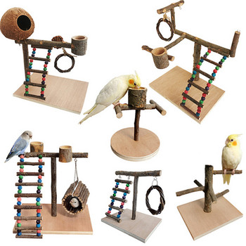 Παιδική χαρά από φυσικό ξύλο για παπαγάλους Παιχνίδια πουλιών Κούνια αναρρίχησης κρεμασμένος παπαγάλος Playstand Κέντρο δραστηριότητας Άσκηση Play Bird Perches