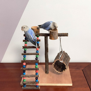 Παιδική χαρά από φυσικό ξύλο για παπαγάλους Παιχνίδια πουλιών Κούνια αναρρίχησης κρεμασμένος παπαγάλος Playstand Κέντρο δραστηριότητας Άσκηση Play Bird Perches