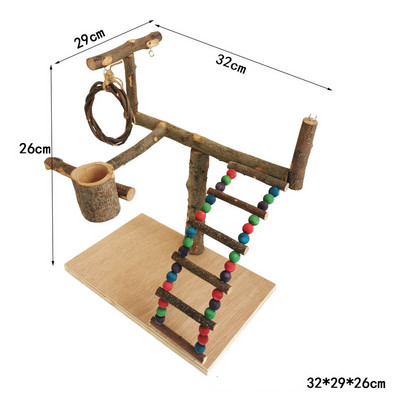 Dabīga koka rotaļu laukums papagaiļiem Putnu rotaļlietas Šūpoles Kāpšana Piekārts Papagaiļa rotaļu stends Aktivitāšu centrs Vingrinājumi Spēles Putnu laktas