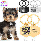 STVK QR kods Pielāgota mājdzīvnieka birka Personalizēta mājdzīvnieki Suņu ID birkas Apkakles piederumi Pielāgoti iegravēti kaklarotas ķēdes piekariņi