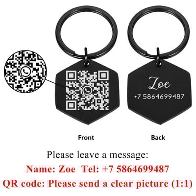 STVK QR kods Pielāgota mājdzīvnieka birka Personalizēta mājdzīvnieki Suņu ID birkas Apkakles piederumi Pielāgoti iegravēti kaklarotas ķēdes piekariņi