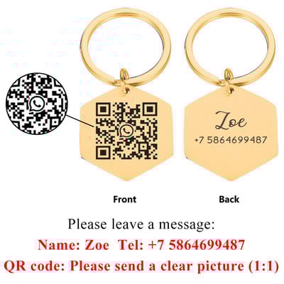 STVK QR kods Pielāgota mājdzīvnieka birka Personalizēta mājdzīvnieki Suņu ID birkas Apkakles piederumi Pielāgoti iegravēti kaklarotas ķēdes piekariņi