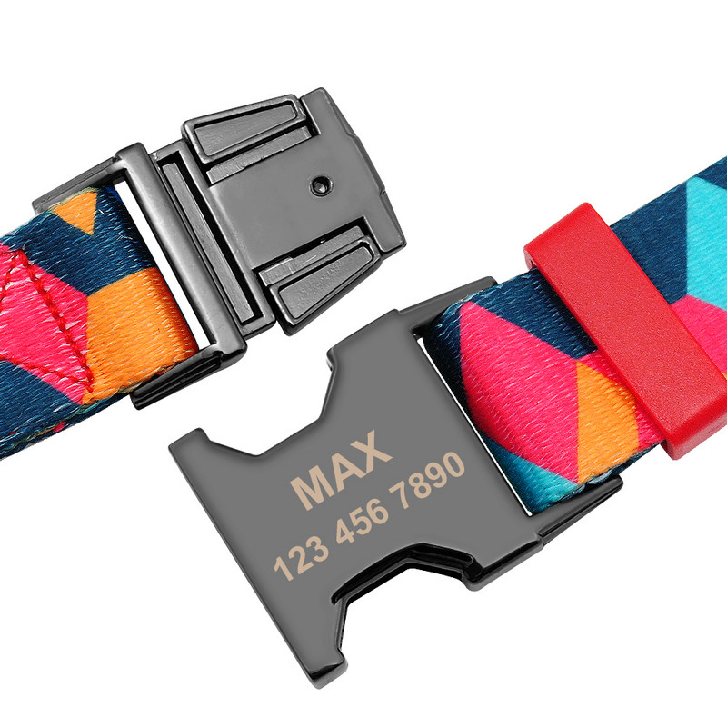 Personalizirana ogrlica za pse Najlonske ogrlice s otisnutim kućnim ljubimcima Prilagođena pločica s imenom Puppy Cat Ogrlica za male srednje velike pse