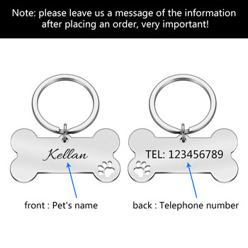 Anti-lost Personalized Pet ID Tag Κολάρο σκύλου Χαραγμένο όνομα κατοικίδιου για κολάρο σκύλου γάτας Κρεμαστό γιακά αξεσουάρ για κατοικίδια